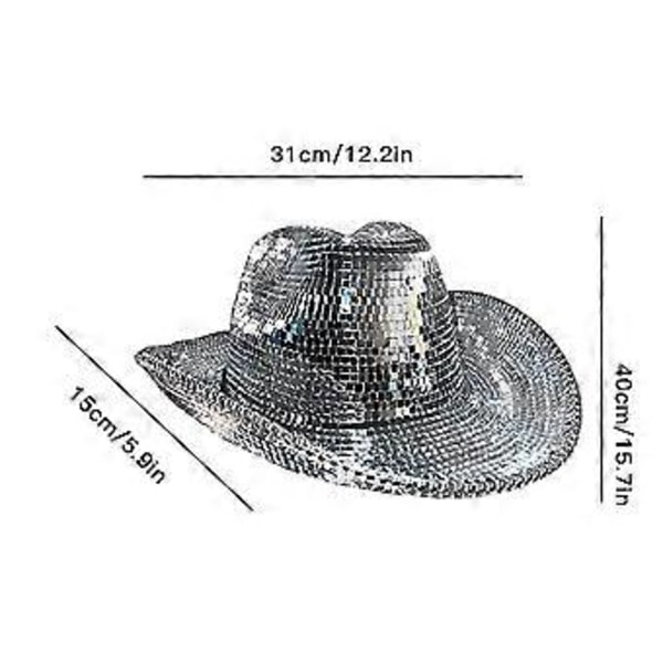 Disco Ball Cowboyhatt, Speilbelagt Cowboyhatt, Utdrikningslag Hatt, Kvinner Glitrende Glitter Romhatt, Rask Levering( )