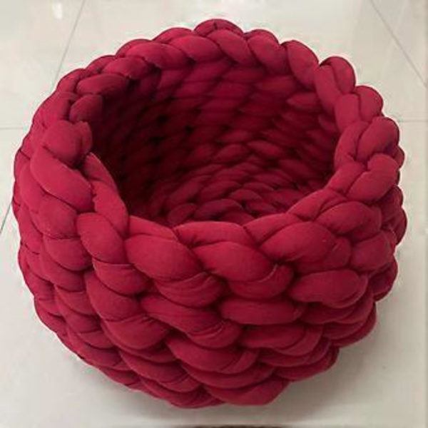 Kattepuder Seng Flere Størrelser og Farver Vinter Blød Rund Sofaseng Katteseng til Indendørs Katte Sofa vandmelon rød 30cm(30cm vandmelon rød)
