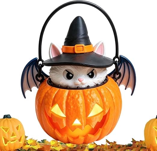 3D-printet uhyggelig flammefri LED-græskarlygte, Halloween LED-lanterne formet som et græskar