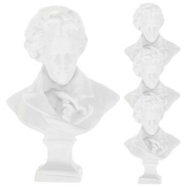 4 stk. Klassisk Musiker Byste Statue Resin Mini Musiker Figur Imitasjon Gips Figur