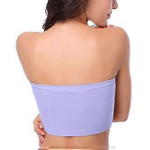 ctmw 3*dame polstret bandeau-bh, stropløs aftagelig polstring tube tops (lilla - pink - hudfarve XL)