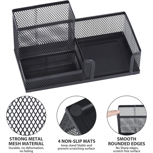 Mesh metall skrivbordsarrangör med pennhållare, skrivbordsställ för pennor, skrivbordsställ