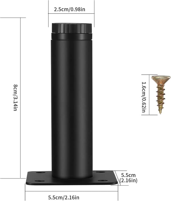 4 st möbelben, 8 cm justerbara möbelben, metallfäste stödben för möbler/bord