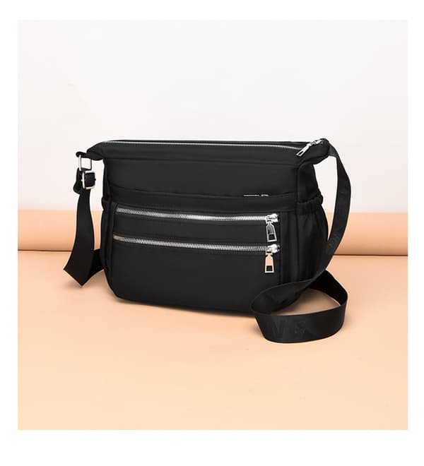 Sort dame skuldertaske, multi lomme casual messenger taske, ny