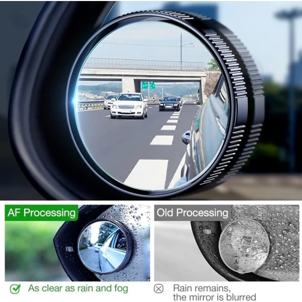 (Silver)2-pack bilhörnspegel HD-glas rund spegel Konvexa inramade speglar med justerbar bred anslutning