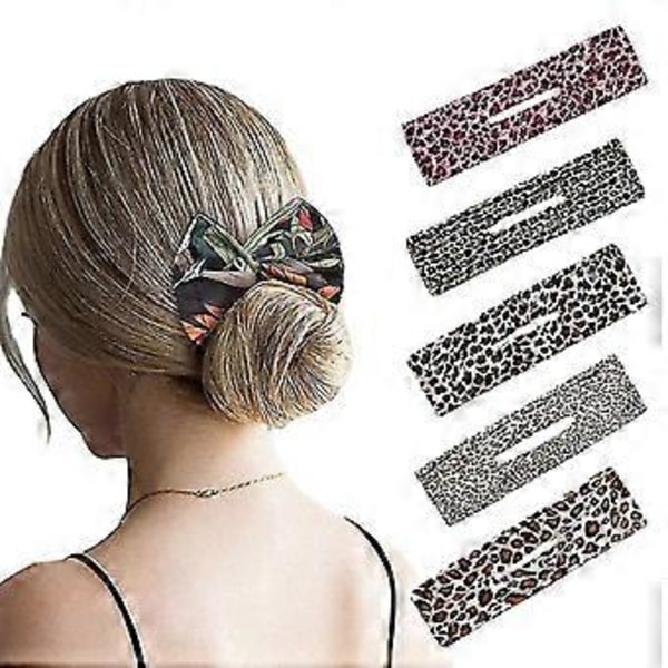 Hårknold til fransk twist stof hårklemme leopard print diy hårtilbehør (2)