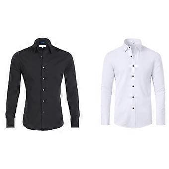 Langermede skjorter for menn, regular fit, button-down skjorter, rynkefrie skjorter (hvit)