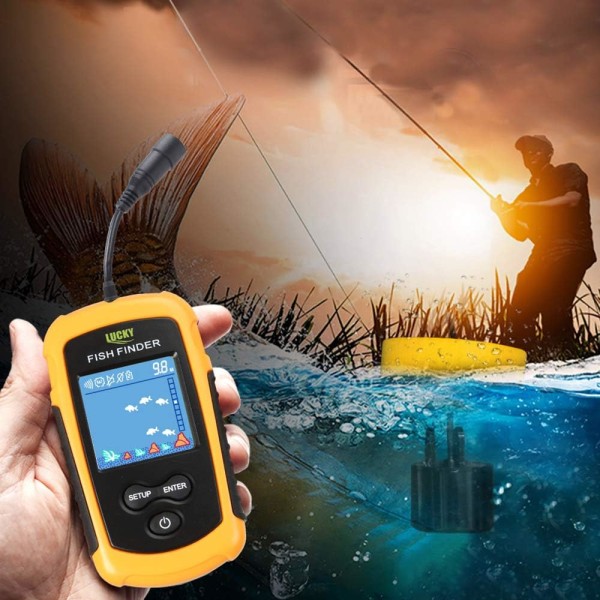 Fiskdetektor, bärbar LCD-färgskärm 100M Ekosounder Fiske Wi