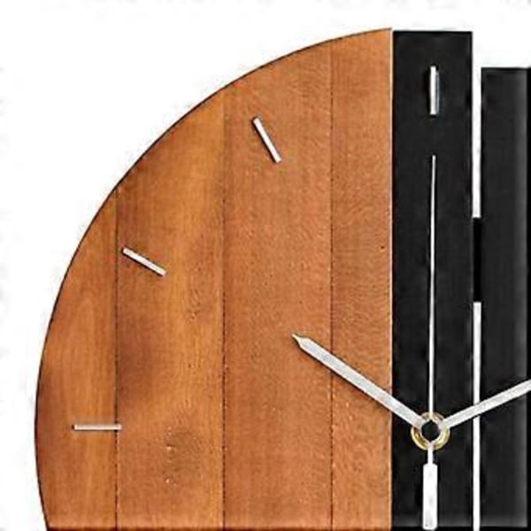 Stort vægur til stue, køkken eller soveværelse, trædiameter 30 cm analogt vægur (lyssortbrun)