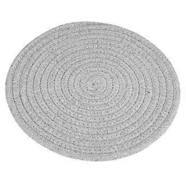 Puuvillainen pyöreä käsintehty astia-alusta, käsintehty tabletti, neulepehmuste (30cm, vaaleanharmaa)
