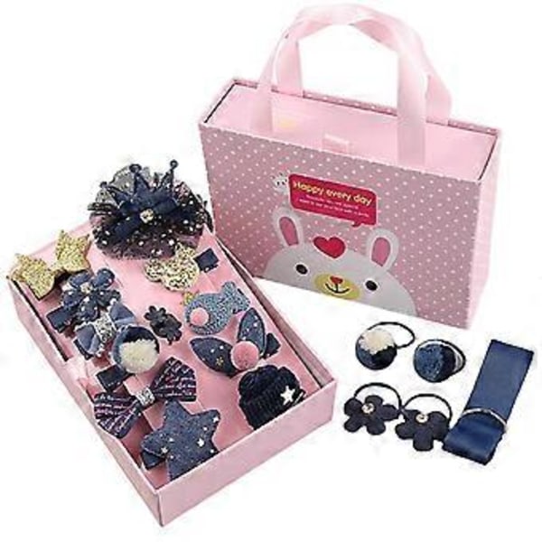 Söta kanin hårband för barn, blomma hårspänne, pompom hårtofsar, hästsvanshållare, elastiska glitterstjärna hårband (2)