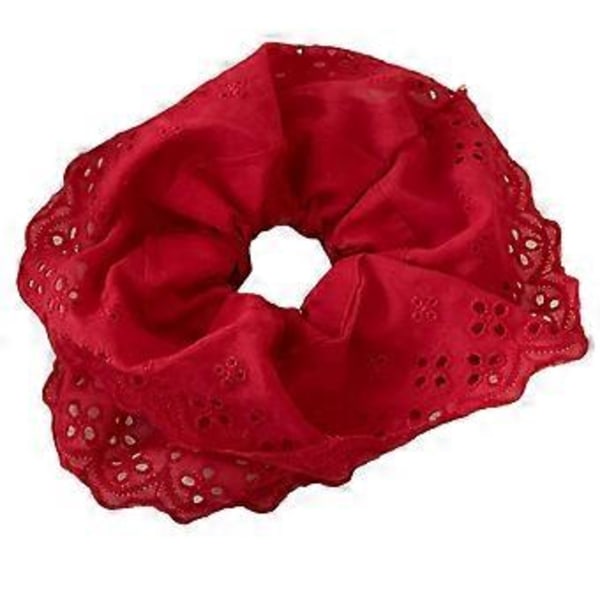 Fashionabla vita spets hårscrunchies stora elastiska hårband hästsvanshållare mjukt hårrep för kvinnor röd (röd)
