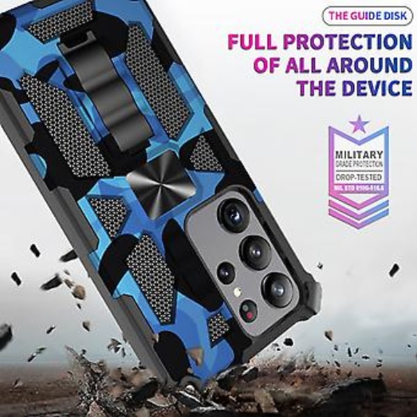 Kamuflage Armor Case til Samsung Galaxy S23 Ultra 5G (Mørkeblå)
