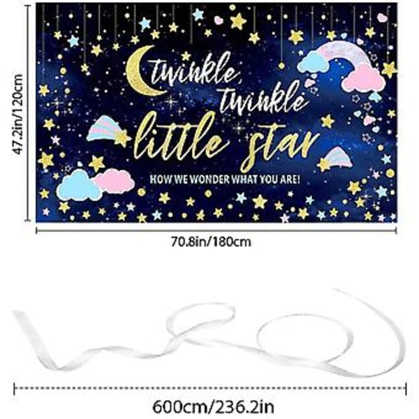 Kjønnsavsløring Banner Twinkle Twinkle Little Star Graviditet Avsløring Fotobakgrunn Rosa Blå Sky Banner Glitter Liten Stjerne Baby Shower Foto