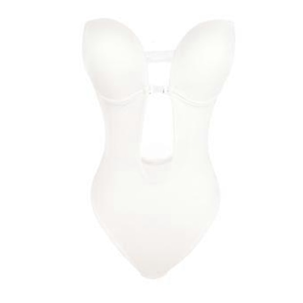 Dame Invishaper-Plunge Ryggløs BH Shaper BH Bodysuits Sømløs Stringtruse Dame Dyp V-Hals Klar Stropp for Selskaper Kjoler(L Hvit)