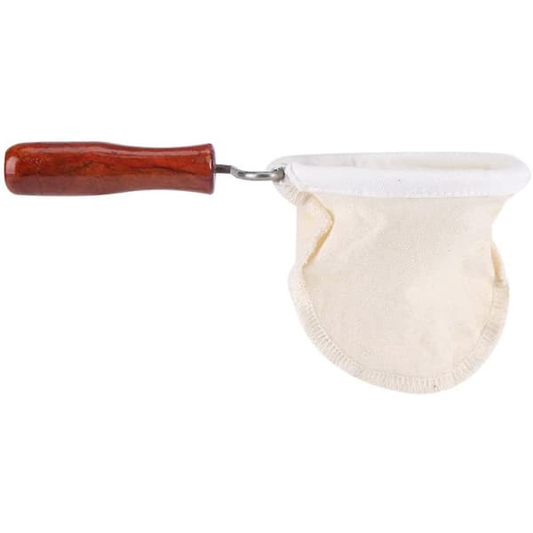 Genanvendelig kaffefilter i stof med vaskbart flannelskaft i træ
