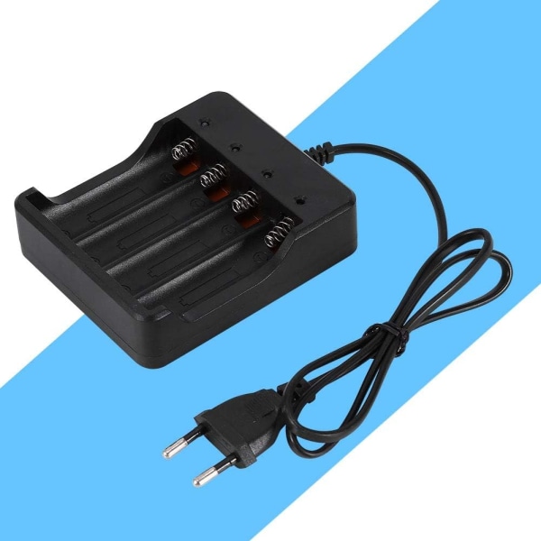 4-spors batterilader for 18650 litium oppladbart batteri EU-plugg med anti-revers lading Fu