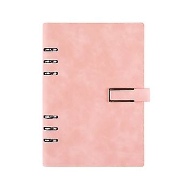 Løs-blads Business Office Notebook Hullet 6-rings Planner Binder Notebook til Møde Rejse Arbejde Skole (Pink)
