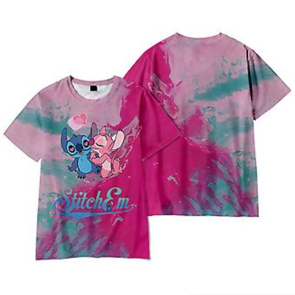 6-10 år Barn Disney Lilo och Stitch 3D Tryckt Cartoon Casual Baggy Sommar Kortärmad T-shirt Toppar Pojkar Flickor Födelsedag Julgåvor (8-9 år H)
