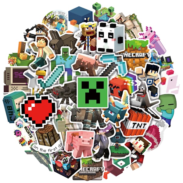 (B)50 stk Minecraf-t klistremerker Vanntette vinylklistremer for bærbar PC