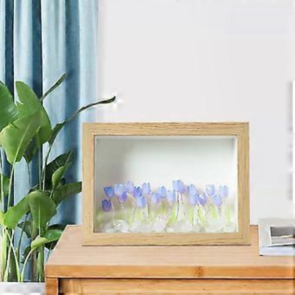 DIY Tulip Fotoramme Natlampe 10,1x15,2cm Robust Nem at Installere Romantisk (Lilla Blomst)