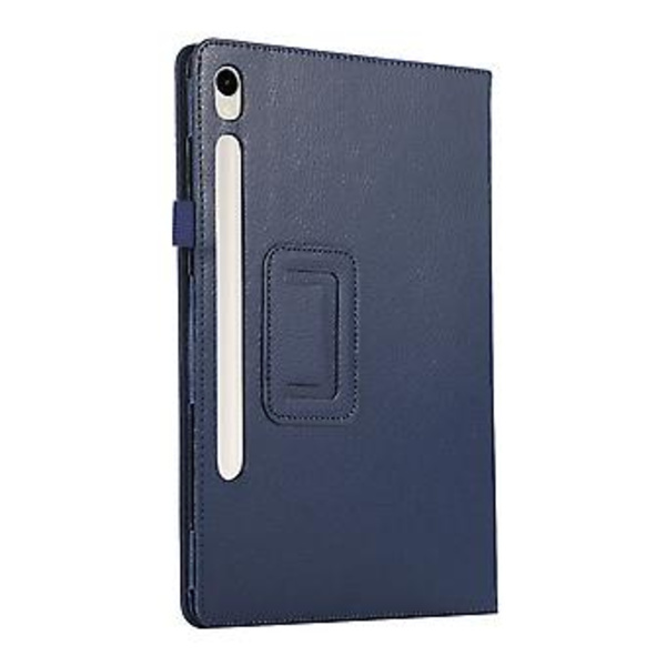 Tabletskal i Litchi-struktur för Samsung Galaxy Tab S9+ (Mörkblå)