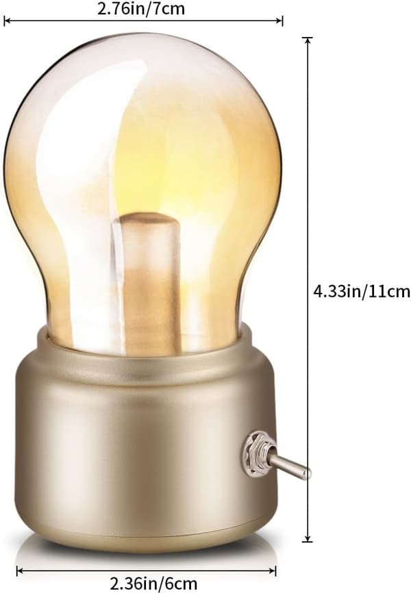 Retro pære nattbordslampe, USB oppladbar LED nattlys Mini Be