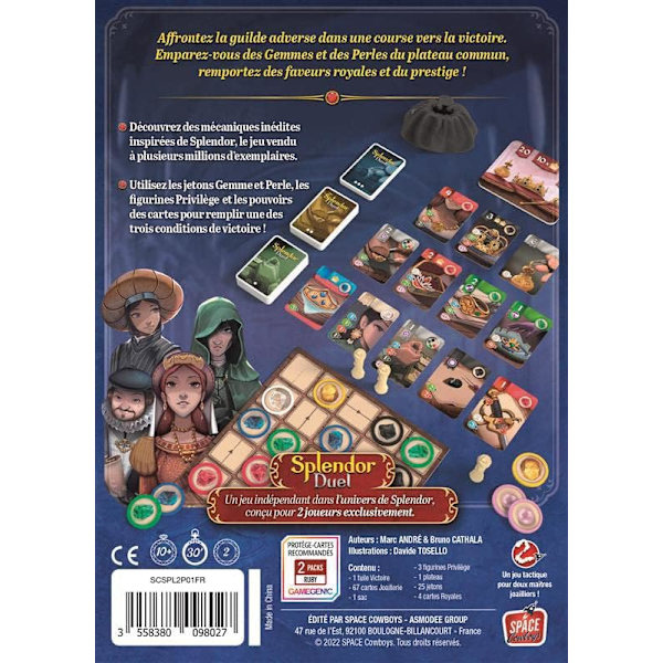 Space Cowboys, Splendor Duel, Brætspil, Kortspil, Alder 10 og opefter, 2 spillere, 30 minutter, Blå, Go