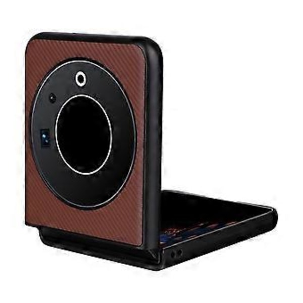 Mobilfodral i kolfibertextur med PU-läderbelagt PC för TECNO Phantom V Flip