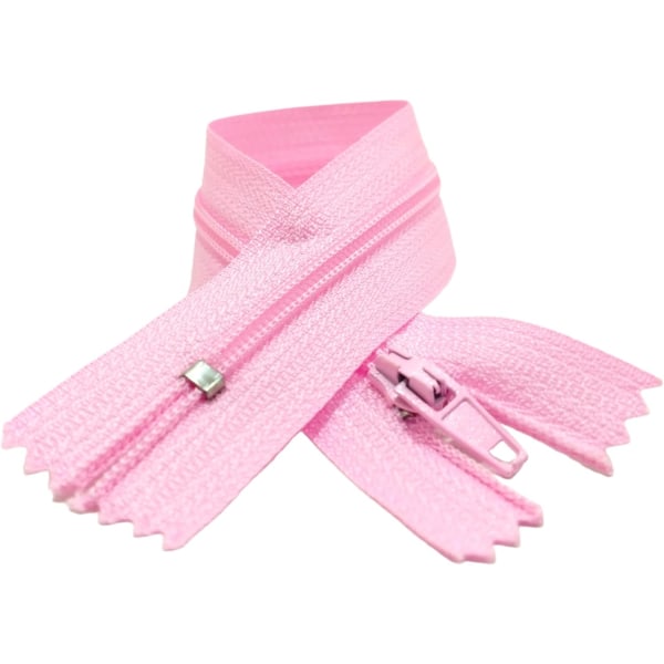 Paket med stängda nylonblixtlås, blixtlås för att sy på kläder, blixtlås för sömnad, (20 cm, rosa)