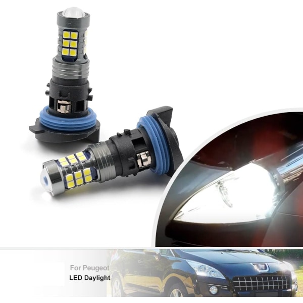 2-pack LED DRL-dagsljuslampa för Peugeot 3008 5008 2009 -2016 HP24W Valeo 13625 6216F6