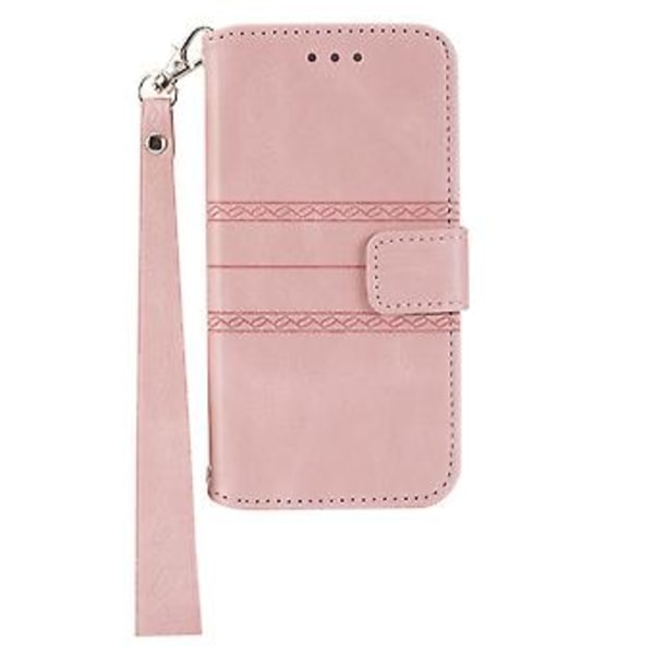 Präglad Läderfodral för iPhone 15 Pro Max (Rosa)