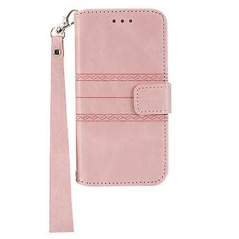 Uritettu nahkakotelo iPhone 15 Pro Maxille (Vaaleanpunainen)