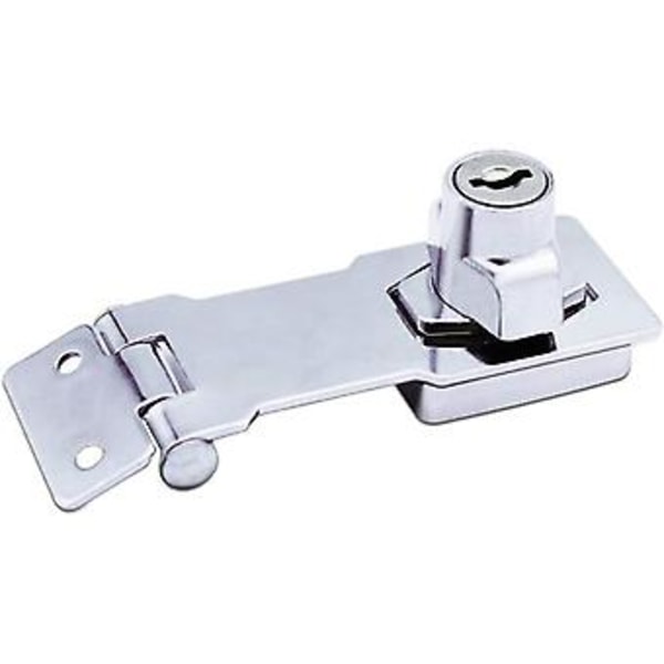 (2-pakning) Metall Låsehasp 80mm Dørbolt Låsebeslag med Hengelås og Nøkkel - Krom Hardware for Låsing av Skuffer Dører Skap Bokser Møbler