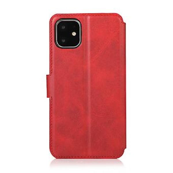 Läderfodral med kalvskinnstruktur för iPhone 12 / 12 Pro (Röd)