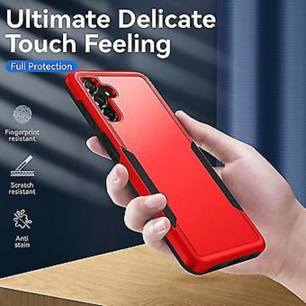Samsung Galaxy A13 5g:lle Pioneer Armor - Kestävä Puhelin Kotelo (PC + TPU) (Punainen Musta)