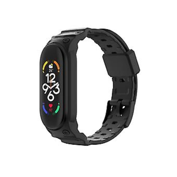 Integreret TPU Urrem Til Xiaomi Mi Band 7 / 6 / 5 (Sort)