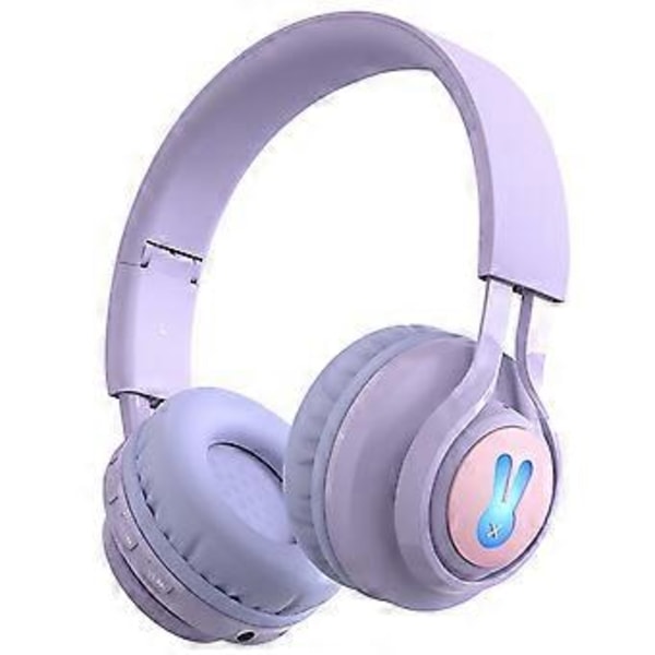 Trådlösa Hörlurar Dynamisk HiFi Hörselskydd Bluetooth-kompatibel5.0 Portabelt Barnheadset Ljudtillbehör (Lila)