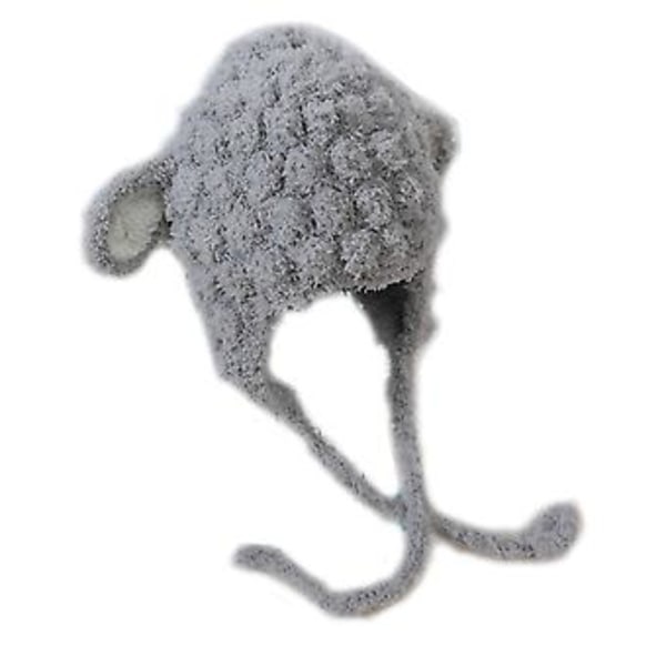 Soft Knitted Wool Baby Kids Hat Cute Ear For Protection Bonnet Winter Warm Thicken Beanie Cap For Newborn Infants Gifts ( Gray)