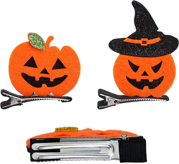Halloween hårtilbehør, 6 par Halloween krokodilleklips,