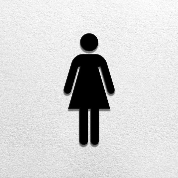 Präglad toalettnamnskylt (11x18 cm) Svart - WCL Toilet Design självhäftande set. Toalettskyltar för funktionshinder