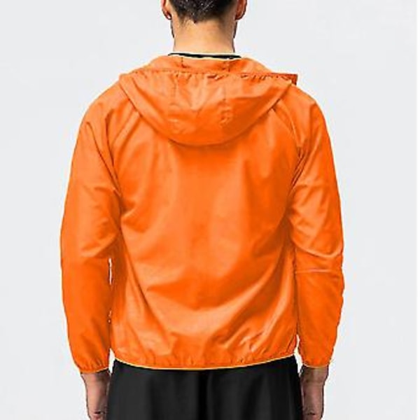 Mænd Letvægts Casual Jakke Combat Udendørs Vandreture Hættetrøje Frakke Overtøj Tops-r (3XL Orange)