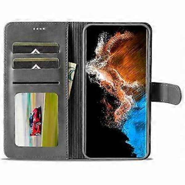 LC.IMEEKE Til Samsung Galaxy S24+ Etui Kalveskindstekstur Læder Stativ Telefon Beskyttelsesdækning (Stil C)