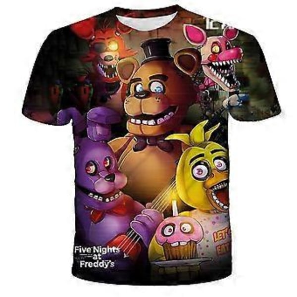FNAF Five Nights at Freddy's 3D-tryckt kortärmad T-shirt för barn, vardaglig topp, sommar T-shirts för pojkar och flickor, bluskläder (6-7 år D)