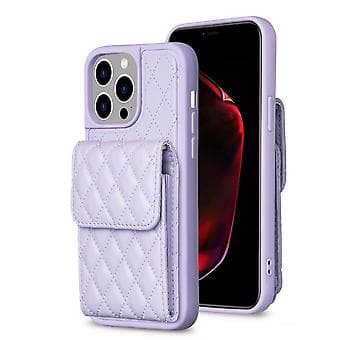 Vertikalt Plånboksfodral i PU för iPhone 15 Pro Max (Lila)