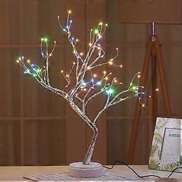 Träd Skrivbord LED Glödande Träd Lampa, Batteri och USB Touch Switch Belysning, Semesteranvändning, Färg: Eldfluga + Färg