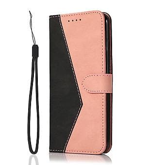 Dubbelfärgat Läderfodral för iPhone 15 Plus (Roséguld)