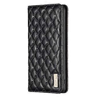 För Redmi Note 14 Pro 5G / Note 14 Pro+ 5G Diamantgitter Magnetiskt Läder Flip Telefonfodral (Svart)