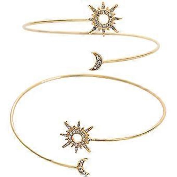 2 st Överarmsmanschett Öppen Manschett Sol och Måne Wrap Armband Manschettarmband för Kvinnor