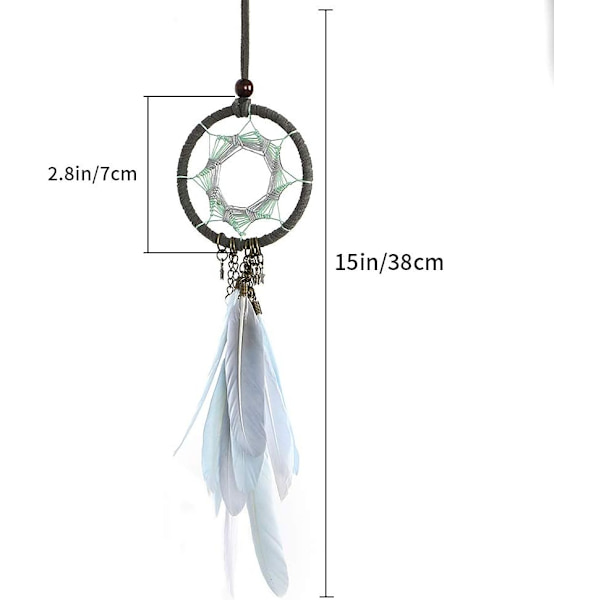 Drömfångare Handemade Dreamcatcher Grå Fjäder Väggdekoration Eller